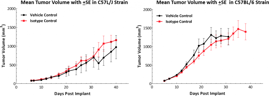 Abb. 1: Hepa 1-6-Tumorwachstumskinetik bei C57L/J und C57BL/6-Mäusen.